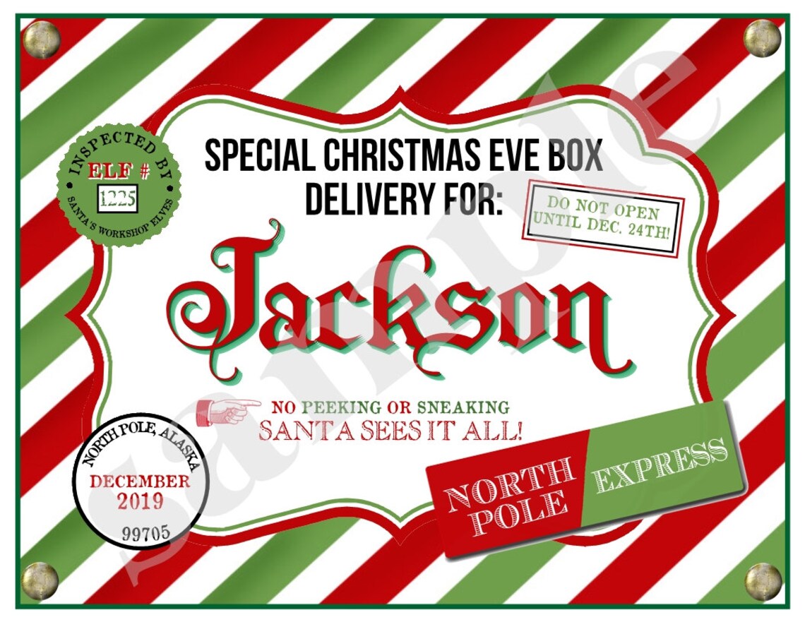 Printable Christmas Eve Box Sign Christmas Eve Box Christmas | Etsy