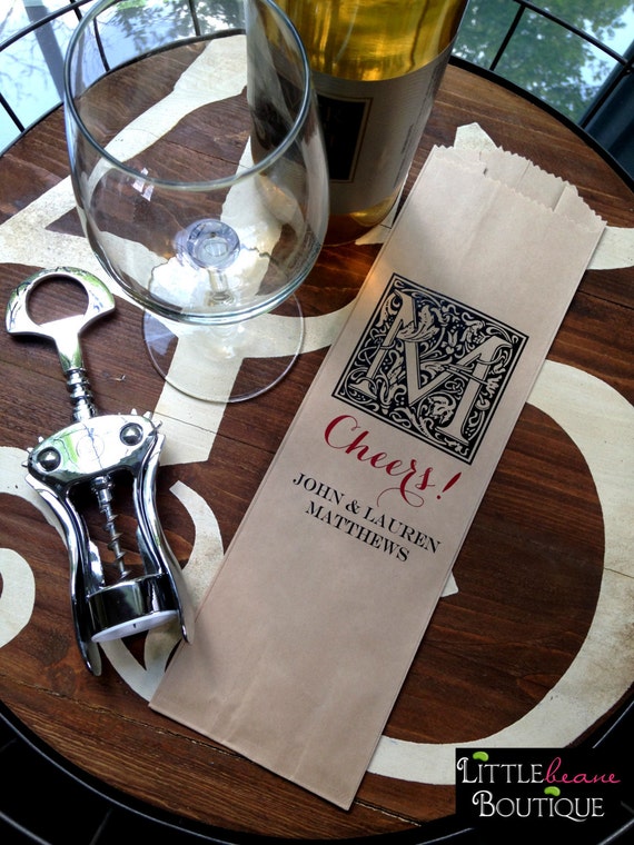 Paper Wine Bags, Monogram Wine Bags, Holiday Wine Gift bags, Printed Wine Bags, Company Wine Gift Bags, Corporate Gift , CUSTOM COLORS Il_570xn