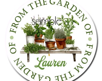 Herb Labels, Herb Garden Labels, From the garden of stickers, Seed Packet Labels, gardener gift stickers, Herb Pots, Personalized Herb Label