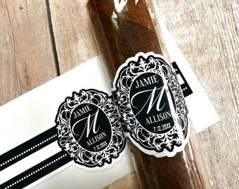 Custom Wedding Cigar Labels | Personalized Cigar Bands | Cigar Bar Decor | Bachelor Party Favor