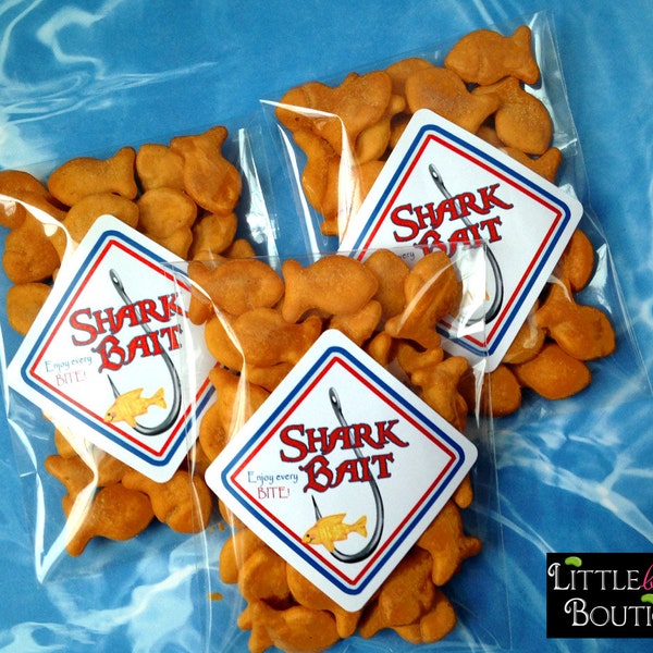 Shark Bait Birthday Party Favor Stickers, 20 Count (2"x2")