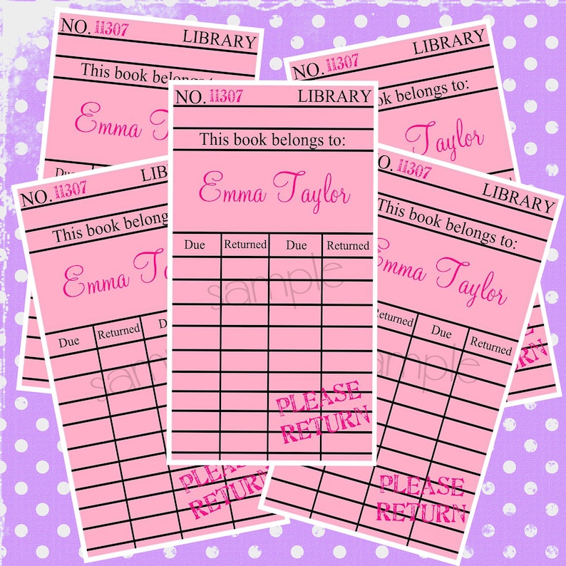 Personalized Library Book Stickers 4 Pastel Colors to Choose - Etsy