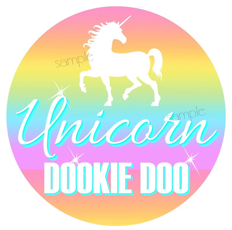 unicorn dookie doo stickers unicorn party unicorn labels