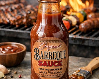Homemade Barbeque Sauce Labels - BBQ Sauce Stickers - Barbeque Sauce labels - BBQ Jar Labels - Personalized Labels - Bottle labels