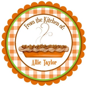 Pecan Pie Stickers, Kitchen Stickers, Kitchen labels, baking, cooking, labels, seals, Favor,  Set of 12 stickers