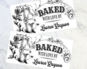 Classic Style Baking Stickers, Personalized Baking Labels, Vintage Floral Baking Stickers, Homemade cookie Labels, Labels for baked goods
