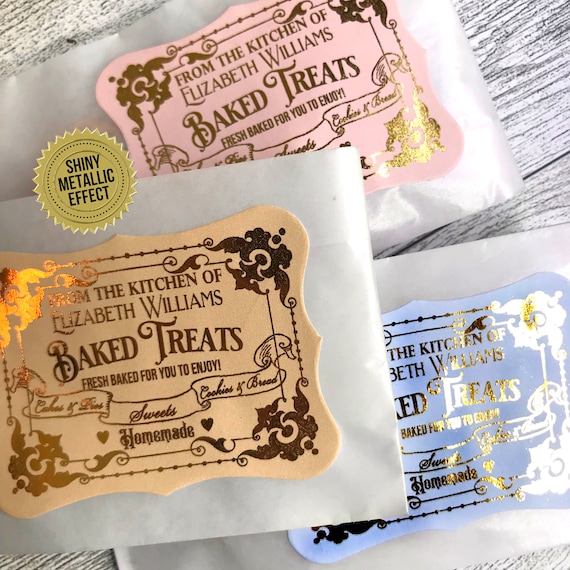 Kitchen Stickers - Baking Labels - Personalized Baking Stickers - Fancy Gold Labels - From the Kitchen of - Metallic Baking Labels Il_570xn