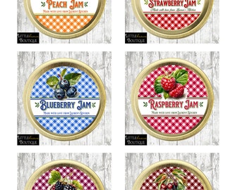 Fruit canning labels, Homemade Jam Canning label, Gingham Plaid Jam Labels, Fruit Mason Jar Label, Strawberry Jam Canning Label, Custom