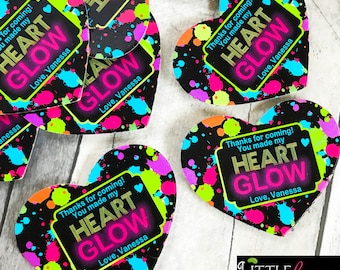 Glow Stickers, Heart glow stickers, glow Party, Glow party,Neon stickers, glow in the dark party, bowling, glow party favors, rollerskating