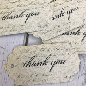 Thank you gift Tags, French ephemera Tags, Homemade with love, Vintage Style Gift Tags, Rustic hang tags, handmade Tags, Merci Hang Tags