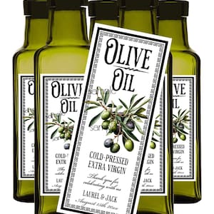 Olive Oil Labels, Waterproof Olive Oil Bottle Labels, Mediterranean Labels, Italian Olive Oil Olive Labels, Olive Oil Wedding Favor Labels