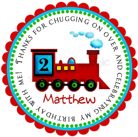 12 Choo Choo Train Personalized Birthday Party Stickers Favors Labels tags 2.5/"