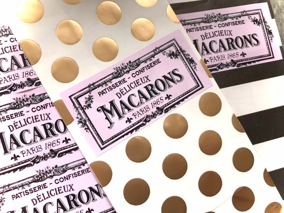French bakery Labels - Macaron stickers - boulangerie labels - Paris Party treat stickers - french stickers- Vintage French Candy stickers Il_570xn