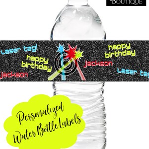 Laser Tag Water Bottle Labels, Laser Tag Birthday Party, Boys water bottle labels, Party decorations, stickers, labels, boys laser tag
