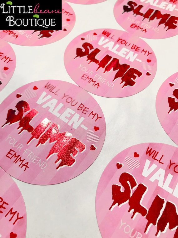 Valentine Stickers, Valentine Slime stickers, Valen slimes day, valentines day slime, valen-slimes day, Kids valentines, Slime favors Il_570xn