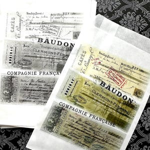 Paris Cafe check Favor bags, French Favor bags, Small French patisserie bag, french ephemera, Treat bag, glassine bag, french Paris cafe bag