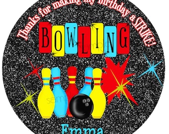 Boys Bowling Stickers, Bowling Birthday Party, Cosmic Bowling stickers,Personalized stickers, favor labels, Birthday Party ,Children, Girls