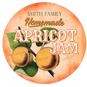 Apricot Jam, Canning Labels, Apricot jelly, Peach Apricot Preserves, mason jar labels, personalized, Fruit labels, Kitchen stickers