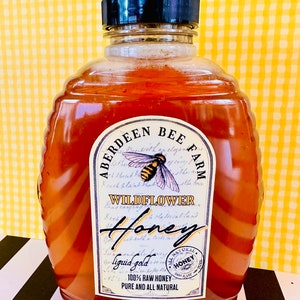 Waterproof Honey Labels, Custom Honey Stickers, Raw Honey labels, Wildflower Honey labels, personalized Honey Labels, honeybee Jar Labels