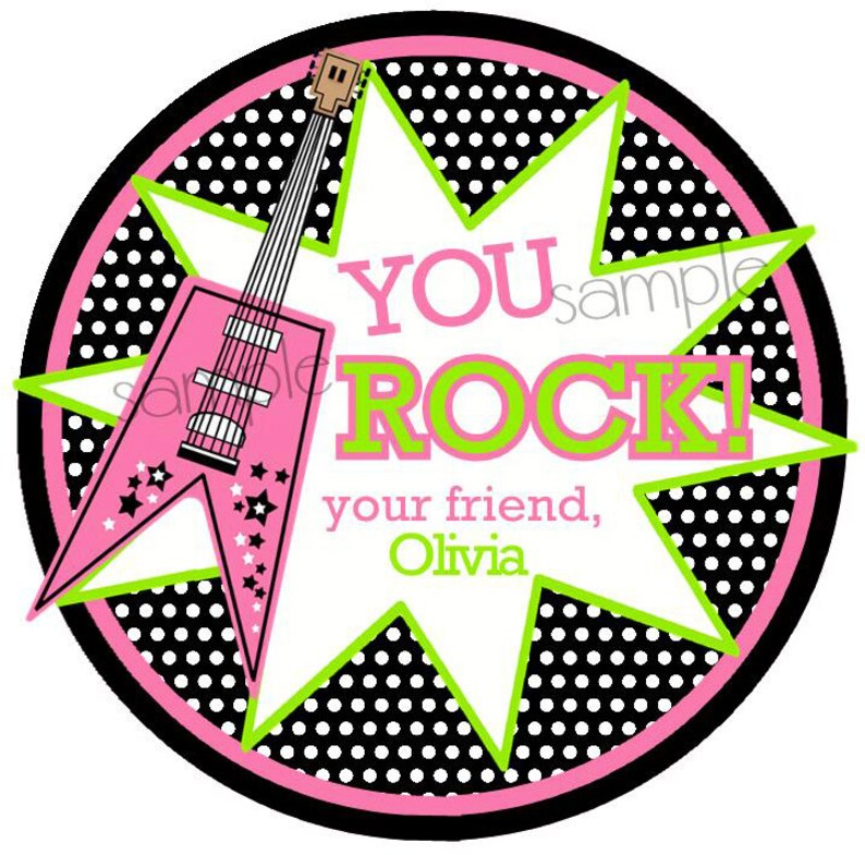 Rockstar party stickers Rock Star Birthday party Guitar Etsy