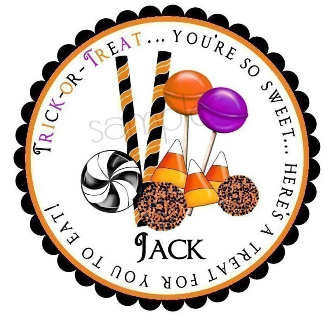 Halloween Candy Stickers Favor Labels Lollipopcandy Etsy