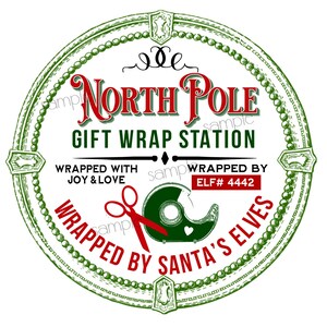 Santa Christmas Labels, Santas Workshop Stickers, North Pole Gift Wrap labels, Santa gift labels, Elf stickers, Christmas Gift Wrapping