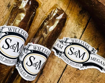 Personalized Cigar Bands, Wedding Cigar Labels, vintage style