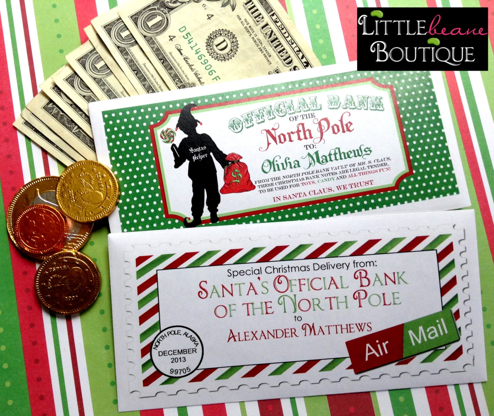 Personalized Christmas Money Envelopes Money Gift Ideas Gift Etsy