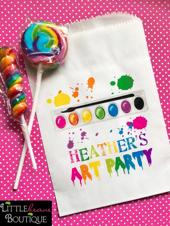 Art Party favor bags, Painting Party favors, Personalized Candy Bags, Favor  bags, Candy Buffet, Birthday party, Sweets, Treats