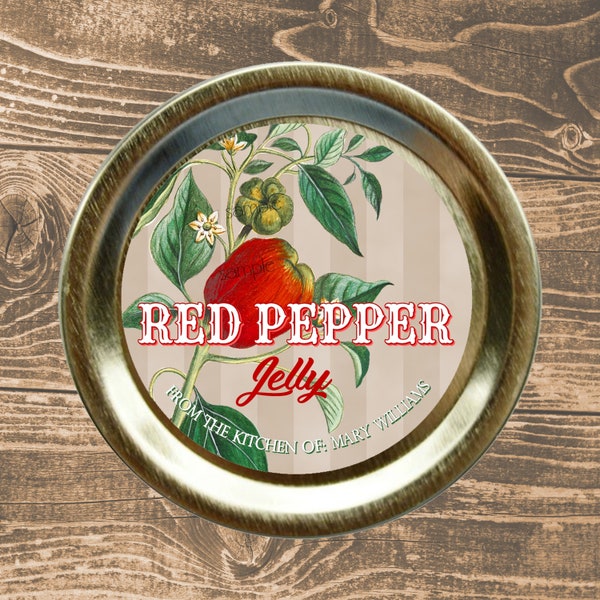 Red Pepper Jelly Labels, Red Pepper Jelly canning labels, Custom Labels, mason jar labels, personalized, Pepper Relish labels