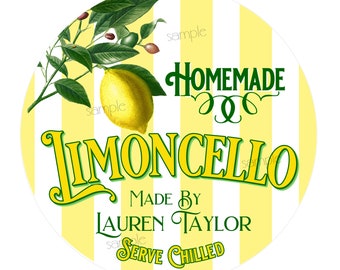Étiquettes de limoncello personnalisées, étiquettes de style citron vintage, autocollants italiens, étiquettes de bouteilles de limoncello faites maison, autocollants de citron