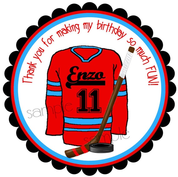 Hockey Stickers, Ice Hockey Favor Labels, Hockey Party, Hockey