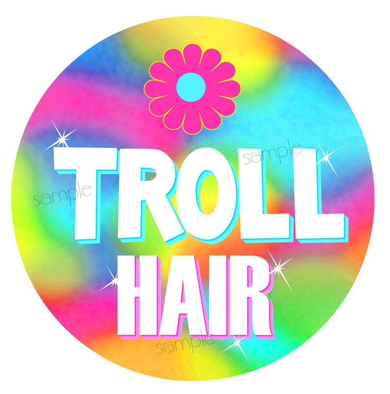 Troll Stickers Troll Hair Troll Labels Rainbow Troll Etsy