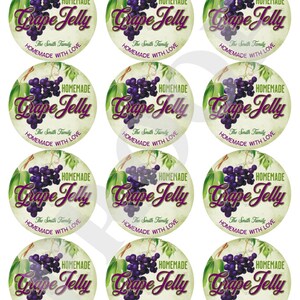 Grape Jelly Labels, Jelly Jar Labels, Grape Jelly Stickers, Grape Jam