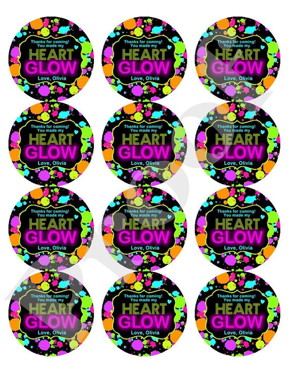 Colorful Neon Birthday Party Stickers Or Favor Tags Colorful Neon Birthday Party Stickers Or Favor Tags