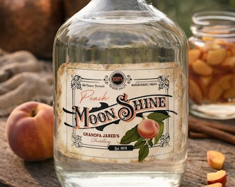 Moonshine labels, Peach, Apple pie, Vintage style Bottle Stickers