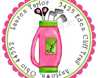 Golf Stickers, Golf Clubs, Golfing, Sports, Address Labels, Labels, Seals, Favor stickers, Girl,Boy, Preppy, Set of 12