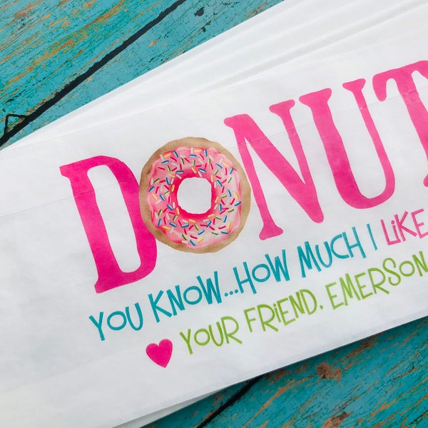 Personalized Donut Bags - Donut Bags - Donut  Favor bags - Donut Party Bags - Wedding Donut Favor - class treats - Treat bags