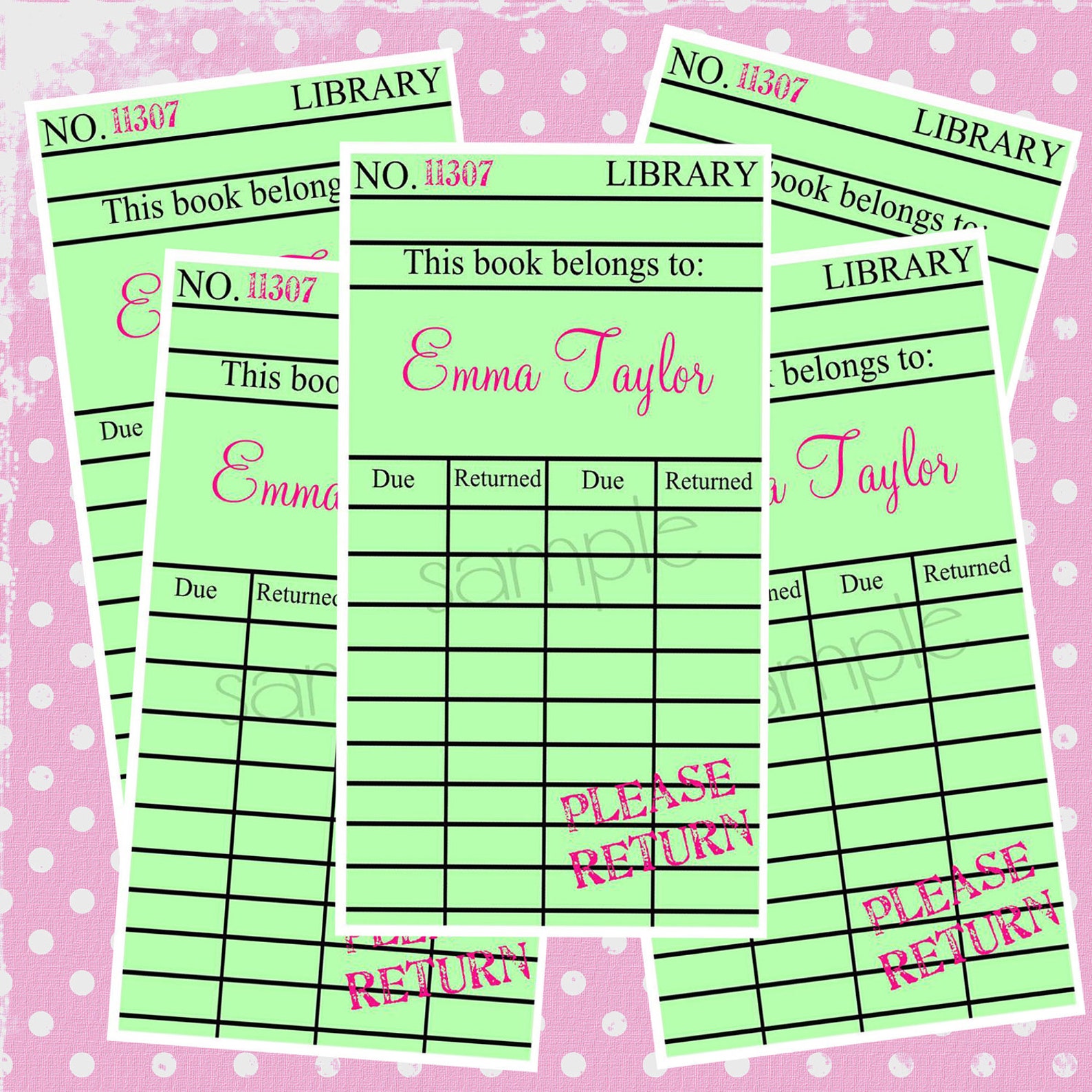 Personalized Library Book Stickers 4 Pastel Colors to Choose Etsy