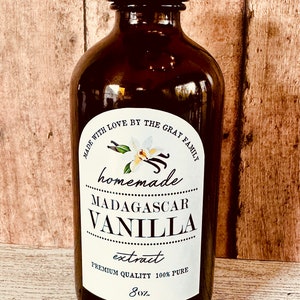 Waterproof Vanilla Extract Labels, Personalized Labels, Modern Style Vanilla labels, Homemade Vanilla Extract Stickers, Custom labels
