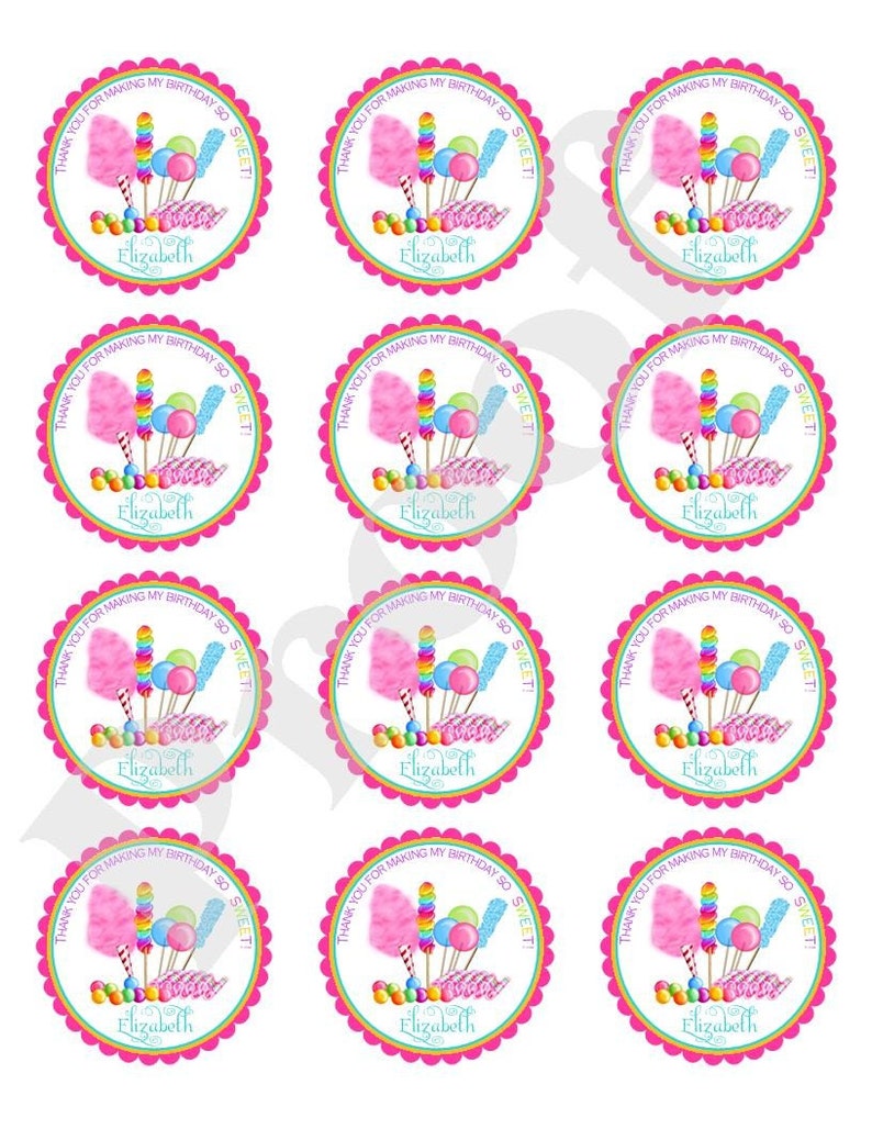 Candy Stickers Candy Circussweet Shop Birthday Party Etsy