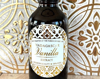 Gold WATERPROOF Vanilla Extract labels - Homemade Vanilla Extract Labels - Modern Vanilla Extract bottle labels - vanilla extract stickers