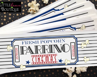 Home Theater Popcorn bags, Movie theater popcorn, Retro Movie ticket, Home theater accessories, Home theater Decorations, Popcorn Bags