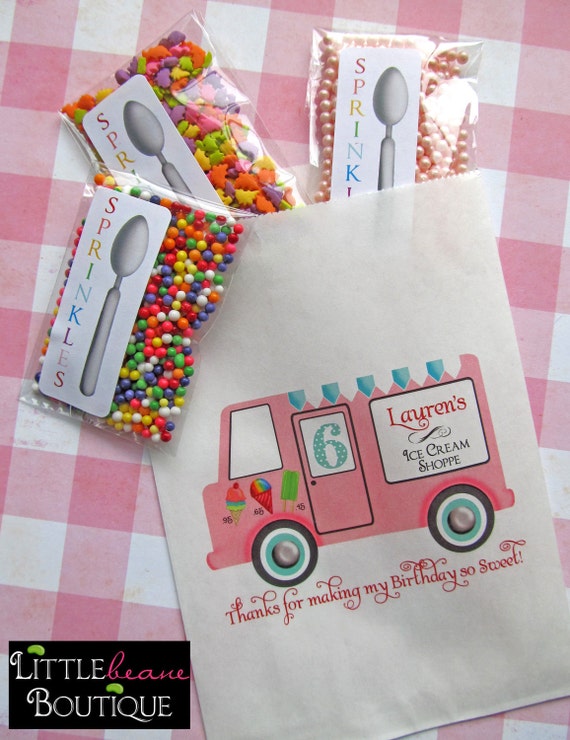 Ice Cream Birthday Party, Personalized Candy Bags, Ice Cream Favor bags, Ice cream parlor, Candy Buffet bags, Birthday party, Treat bags Il_570xn