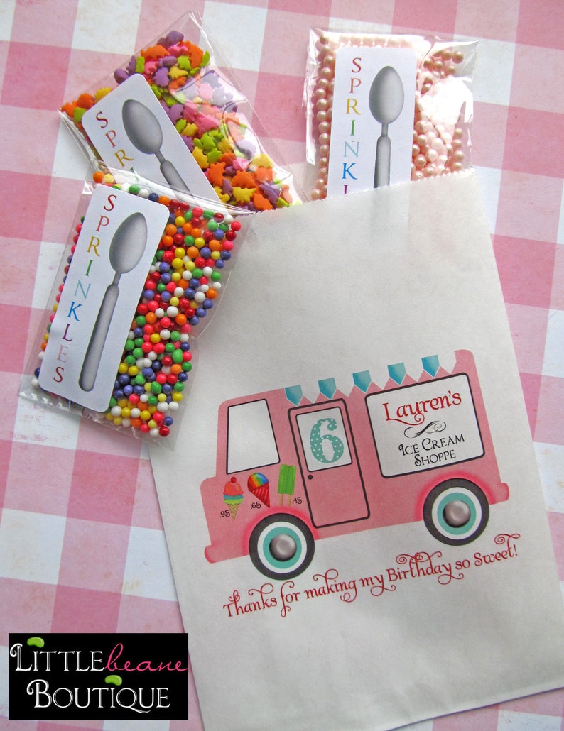 Ice Cream Birthday Party Personalized Candy Bags Ice Cream Etsy