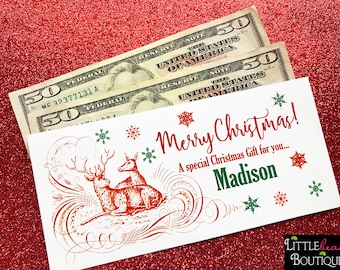 Personalized Christmas Money Envelopes, money holder, Money Gift ideas, gift giving, Teenagers, Children, Kids, Stocking Stuffer