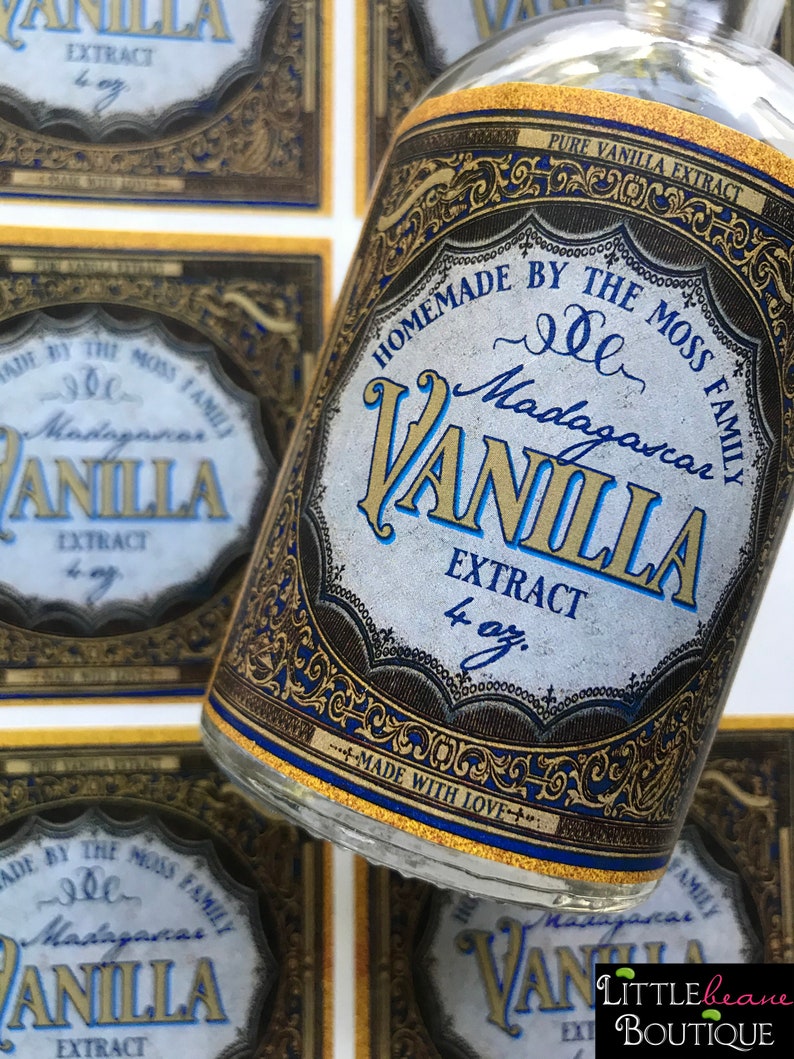 Custom Vintage Vanilla Extract Labels Homemade Vanilla Etsy