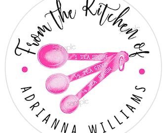 Personalized Baking Stickers, Measuring Spoon Stickers, Baking Labels, Kitchen Stickers, Kitchen labels, Cooking Labels, From the Kitchen of