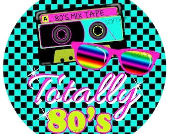 80's party, 80's stickers, 80's favor labels, Totally 80's,favor stickers, 1980's, Rollerskating party, I love the 80's, mix tape,sunglasses