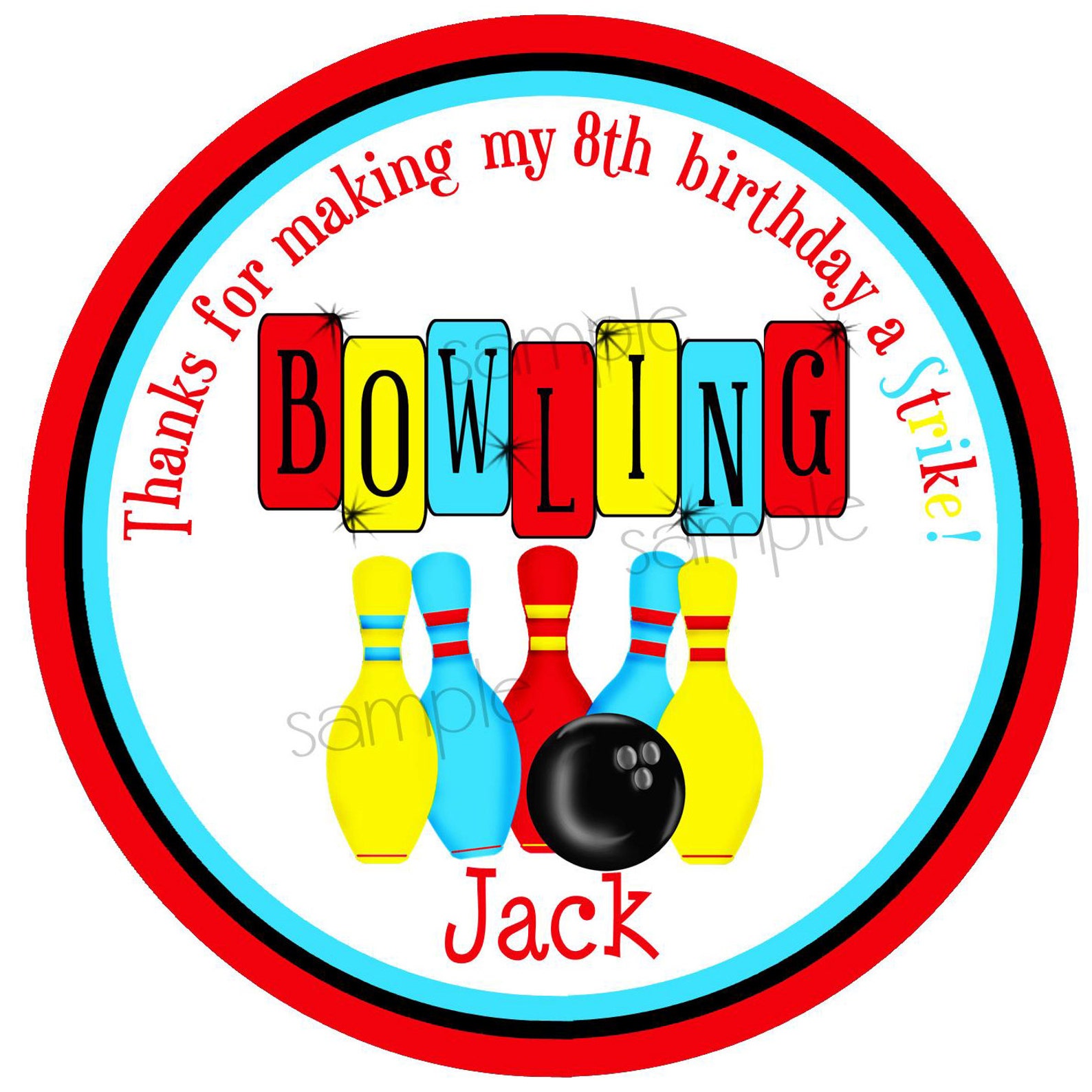 Bowling Stickers Bowling Birthday Party Cosmic Bowling Etsy